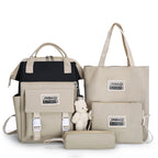 Big Clip Four-Piece Set Of Casual College Students Ladies Backpack