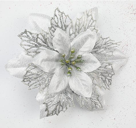 Glitter Christmas Decoration Flowers Gold, Silver And Red Three-layer Plastic Artificial Flowers Christmas Tree Decoration Octagonal Christmas Flowers