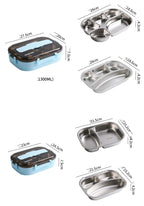 Stainless Steel Compartment Lunch Box Portable Square