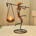 Carrying Girl Candlestick Iron Art Ornament Living Room Bedroom Room Restaurant Candlelight Dinner Decoration