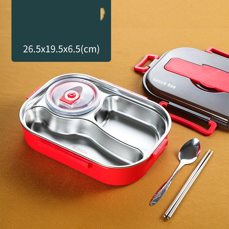 Stainless Steel Compartment Lunch Box Portable Square