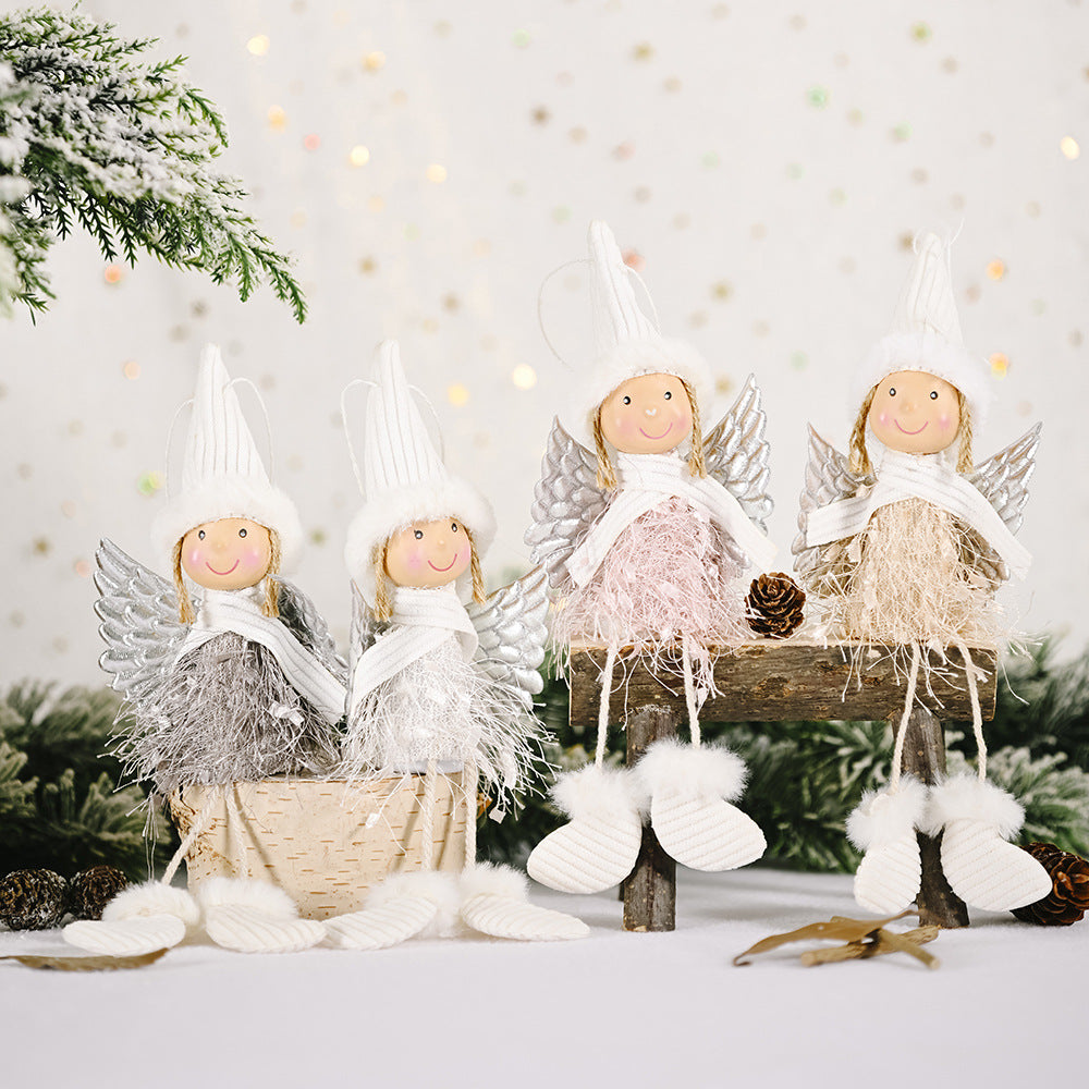 Christmas Creative New Christmas Decoration Supplies Fluffy Wings Girl Pendant Little Angel Pendant Pendant