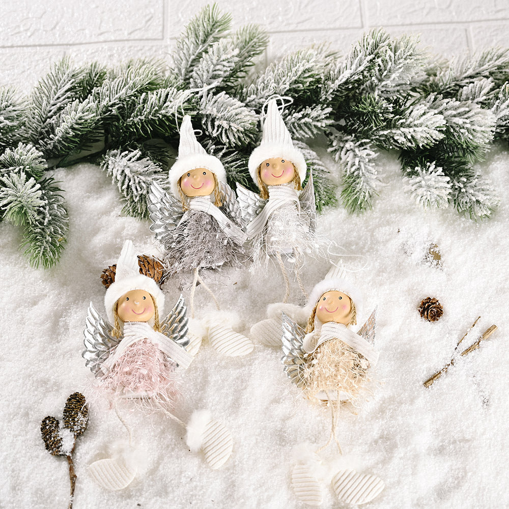 Christmas Creative New Christmas Decoration Supplies Fluffy Wings Girl Pendant Little Angel Pendant Pendant