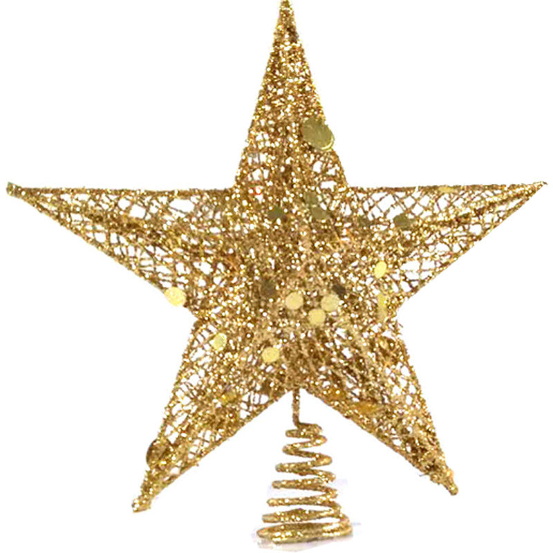 Golden Christmas Tree Top Star Christmas Wrought Iron Hollow Pentagram Christmas Star Tree Top Pentagram Christmas Decoration