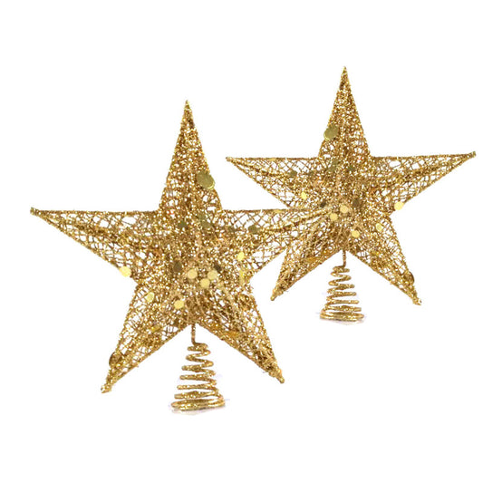 Golden Christmas Tree Top Star Christmas Wrought Iron Hollow Pentagram Christmas Star Tree Top Pentagram Christmas Decoration