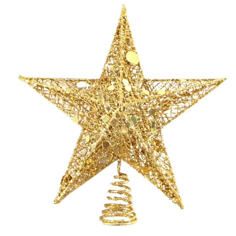 Golden Christmas Tree Top Star Christmas Wrought Iron Hollow Pentagram Christmas Star Tree Top Pentagram Christmas Decoration