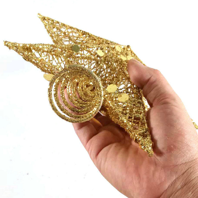 Golden Christmas Tree Top Star Christmas Wrought Iron Hollow Pentagram Christmas Star Tree Top Pentagram Christmas Decoration