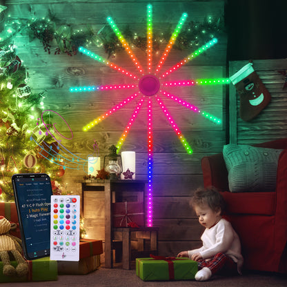 Symphony Fireworks Lights Christmas Decoration LED Music Running Water Marquee Explosion Lights With Bluetooth Full-color Star Light Bar