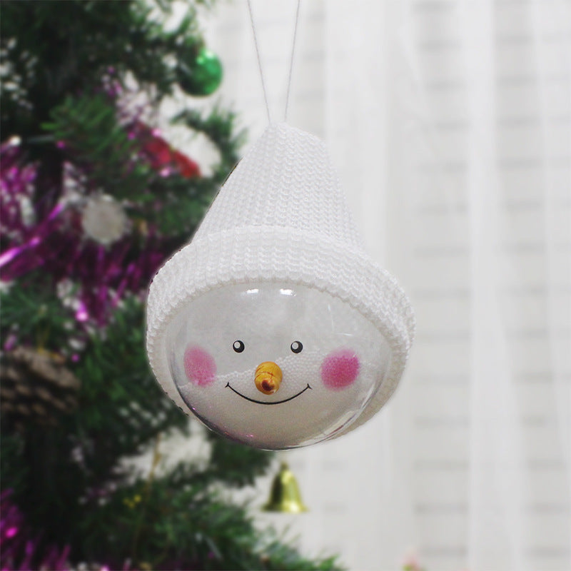 Christmas Decorations Christmas Snowman Children's Toy Plastic Christmas Ball Christmas Pendant Gift One Piece Ribbon