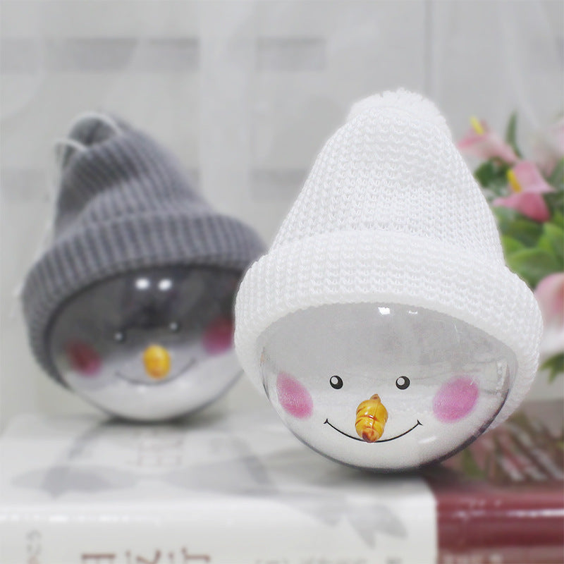 Christmas Decorations Christmas Snowman Children's Toy Plastic Christmas Ball Christmas Pendant Gift One Piece Ribbon