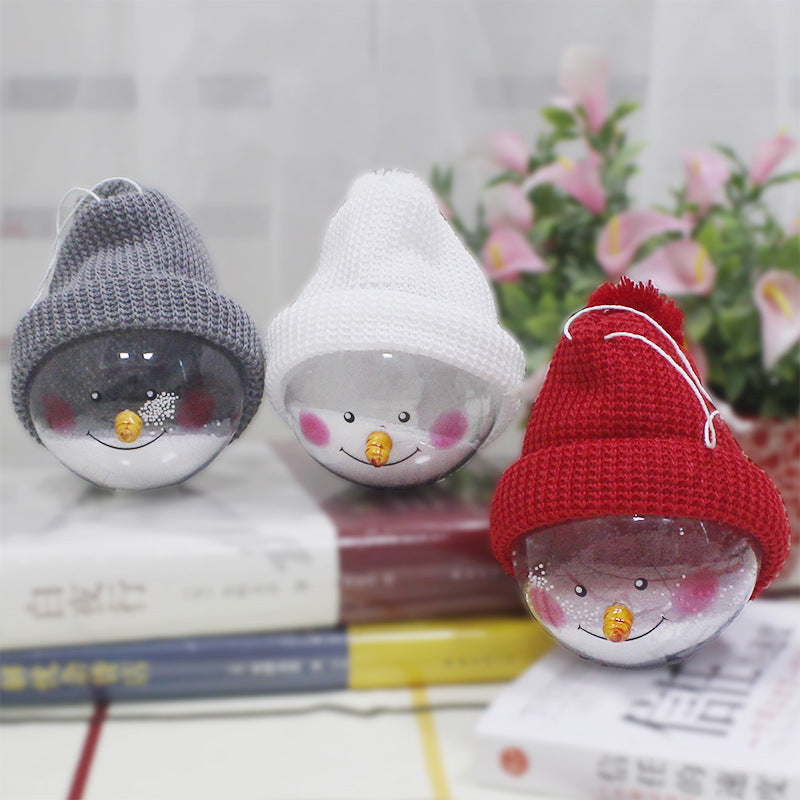 Christmas Decorations Christmas Snowman Children's Toy Plastic Christmas Ball Christmas Pendant Gift One Piece Ribbon